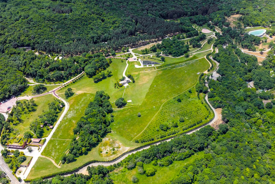 Aerial view of green land representing real estate assets
